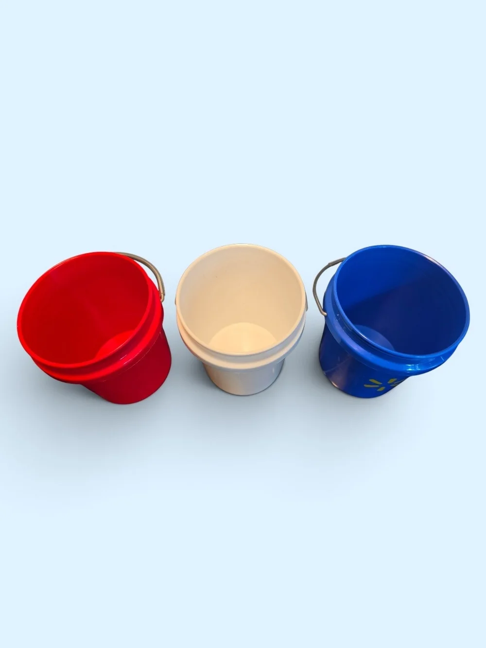 Plastic Mini Walmart Party Buckets - Red, White, and Blue - Set of 3